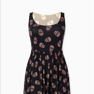 Black Leopard Skull Jersey Skater Dress